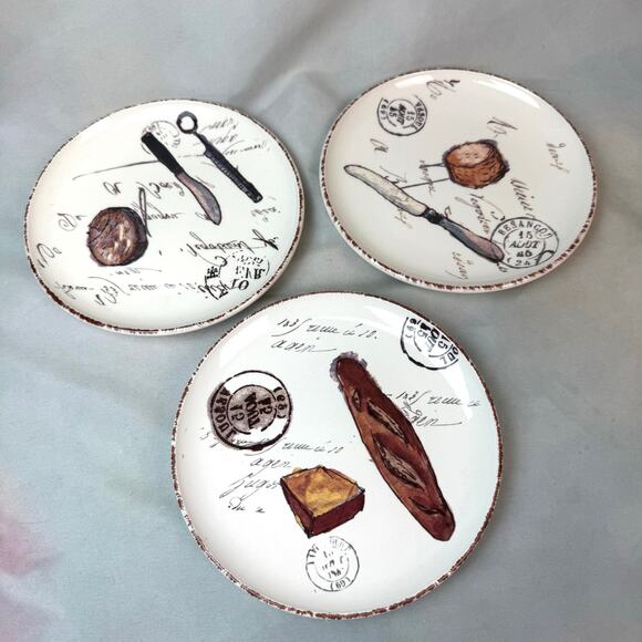 Williams-Sonoma Bread Cheese Appetizer Plates Set Of Three - Picture 1 of 3
